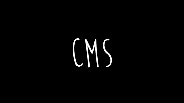 cms word - Hand drawn animated wiggle . Two color - black and white. 2d typographic doodle animation. High resolution 4K.