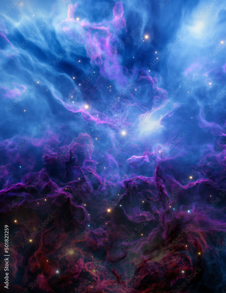 Sticker nebula in outer space, planets and galaxy
