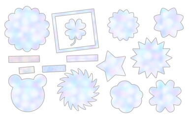 タグ　水色と紫のグラデーション　幻想的な　幾何学模様セット
