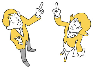 上方向を指さす男性と女性