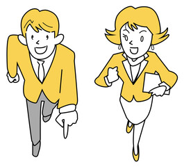 上から見た男性と女性-前進