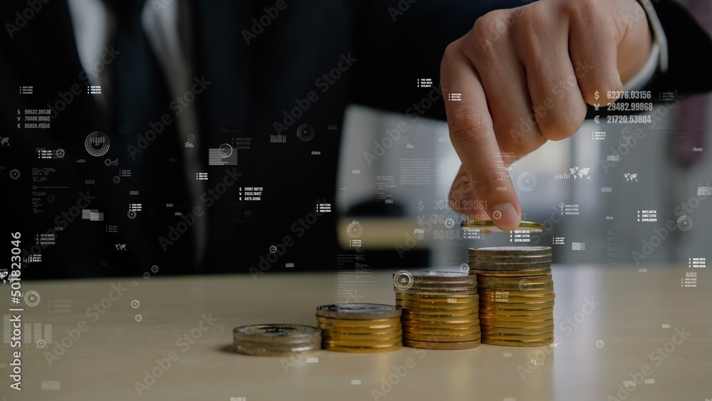Poster conceptual business dashboard for financial data analysis . 3d render computer graphic .