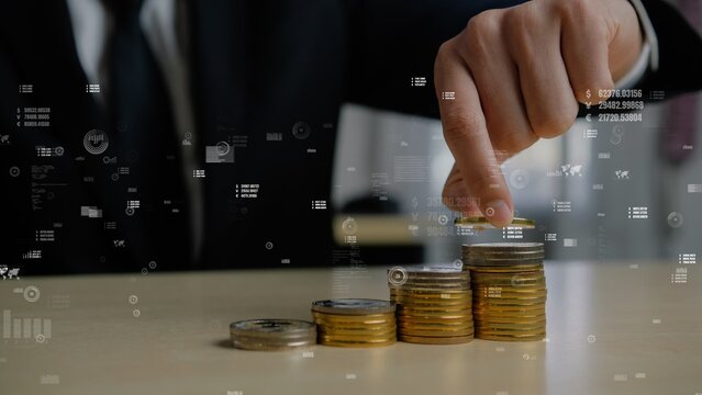 Conceptual business dashboard for financial data analysis . 3D render computer graphic .