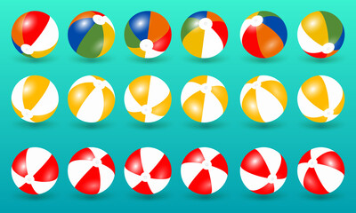 set of beach balls, beach fun - vector