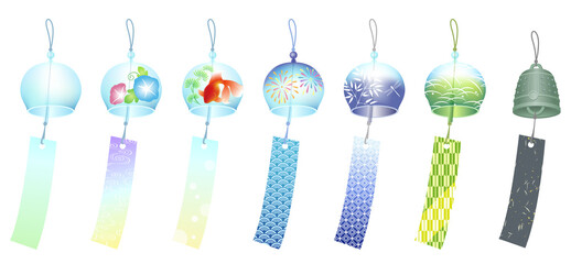 風鈴　セット　白背景 © AQ-taro Images