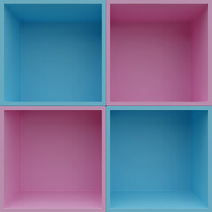 Framed Pink and Blue Background. 3D render, cleand design, platform.