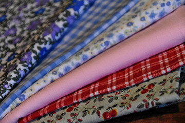 colorful fabric samples in a row