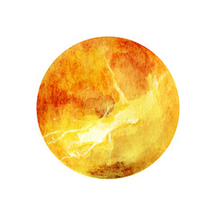 金星の水彩イラスト　惑星　背景イラスト