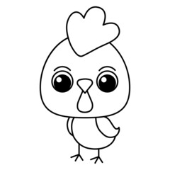 Chicken cartoon coloring page illustration vector. For kids coloring book.