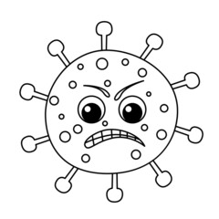 Corona virus cartoon coloring page illustration vector. For kids coloring book.