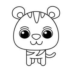 Tiger cartoon coloring page illustration vector. For kids coloring book.