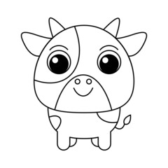 Cow cartoon coloring page illustration vector. For kids coloring book.