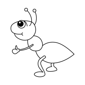 Ant cartoon coloring page illustration vector. For kids coloring book.