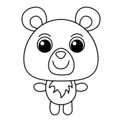 Cute bear cartoon coloring page illustration vector. For kids coloring book.