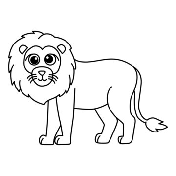 Cute lion cartoon coloring page illustration vector. For kids coloring book.