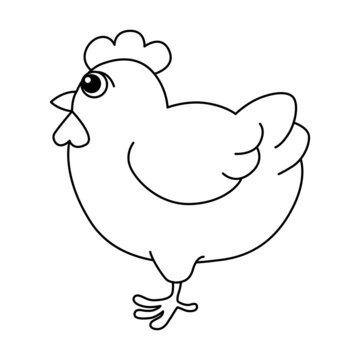 Cute chicken cartoon coloring page illustration vector. For kids coloring book.