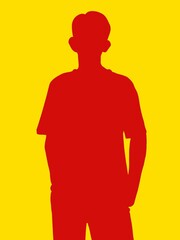 red and yellow of shape man background