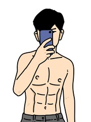 Fototapeta premium cute man cartoon on white background