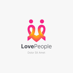 Two people with heart logo gradient.