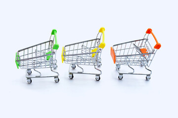 Shopping trolley or Shopping cart on white background.