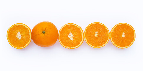 Orange fruit on white background.