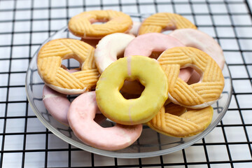 Cookie shapes donut in plate