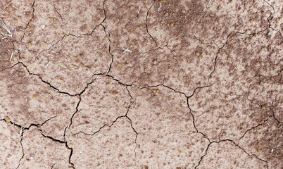 Cracked ground background in the top view for graphic design or wallpaper