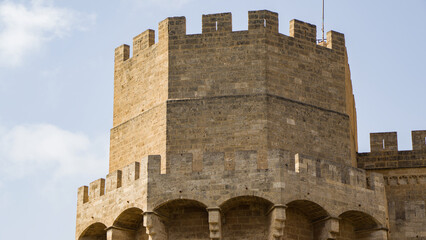 Torres serranas left tower, medieval castle fortress Valencia Spain
