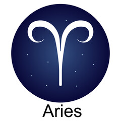 Zodiac sign aries on the background of stars.
