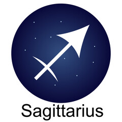 Zodiac sign Sagittarius on a background of stars.