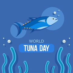 Vector illustration of tuna fish. World Tuna Day celebration background, banner, or poster.