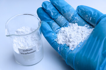 sodium bicarbonate is used in laboratory or in the industry - obrazy, fototapety, plakaty