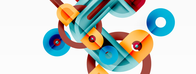 Creative geometric wallpaper. Minimal abstract background. Bright color geometric shapes on white backdrop. Business template for wallpaper, banner, background or landing