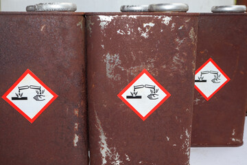 Red rust on the old metal surface ,Corrosive by chemical