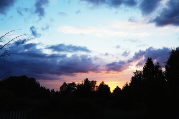 Sky landscape with clouds in pastel colors