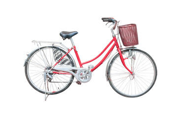 Rotes Fahrrad, isoliert auf weiss