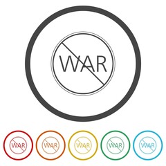 Stop war. War sign crossed. Set icons colorful