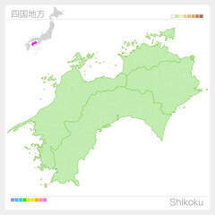 四国地方の地図・Shikoku Map