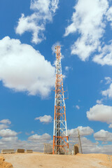 tower with antennas in the Arava desert Israel