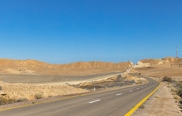 Beautiful road in the Arava desert Israel