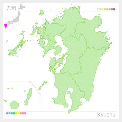 九州地方の地図・Kyushu Map
