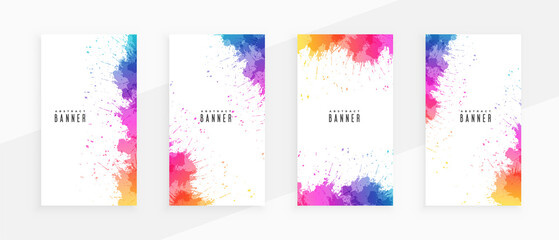 colorful abstract splatterns banners set of four