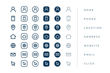 pack of business card icons set