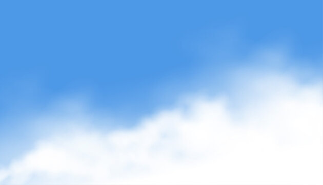 realistic smoke or clouds on sky blue background