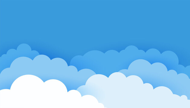 paper style 3d clouds background on blue sky