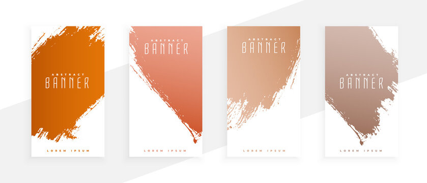 abstract grunge banners set in brown orange shades