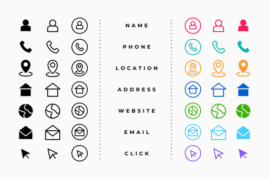 collection of business card icons in many styles