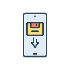 Color illustration icon for saved