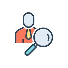 Color illustration icon for researcher