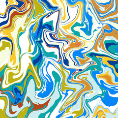Bright multicolored marbled abstract texture with dynamic interlaced curved lines in limited bright  colors